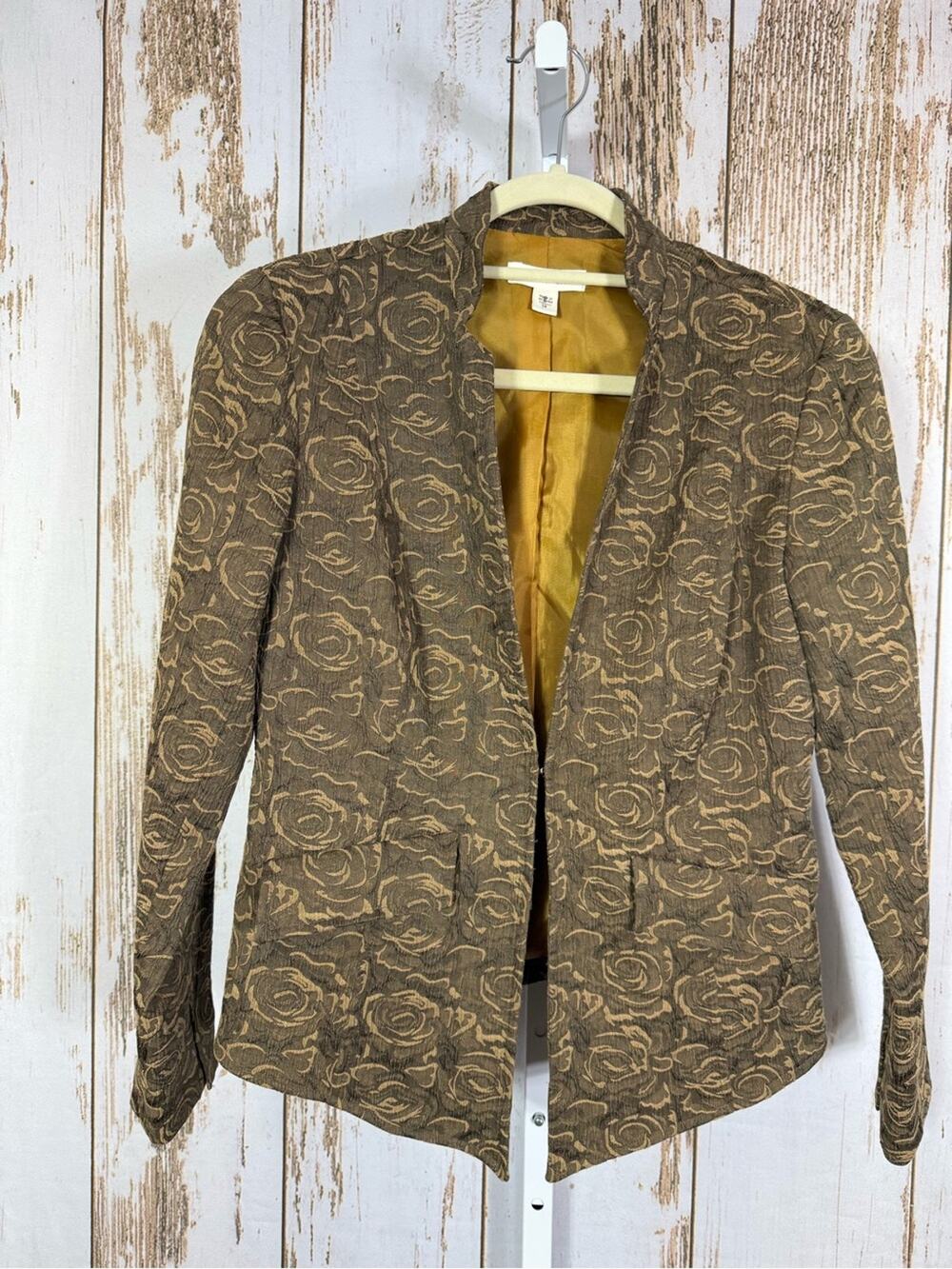 Coldwater Creek, Brown Floral Brocade Open-Front Blazer. Size 4. Excellent cond!